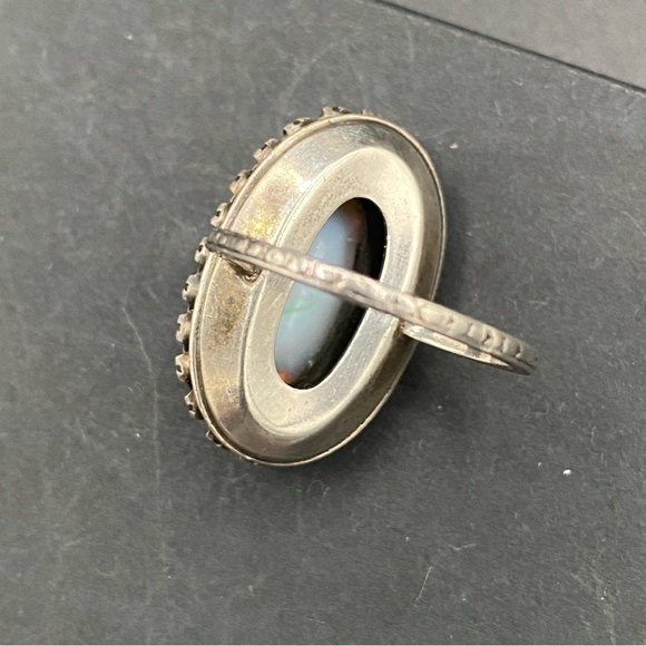 Vintage Martelli Sterling Art Deco Rhinestone and Opal? Ring Size 6 - Picture 13 of 14